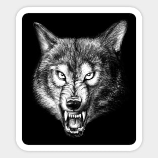 Wolf, drawing, graphics, animal grin, men's print Sticker